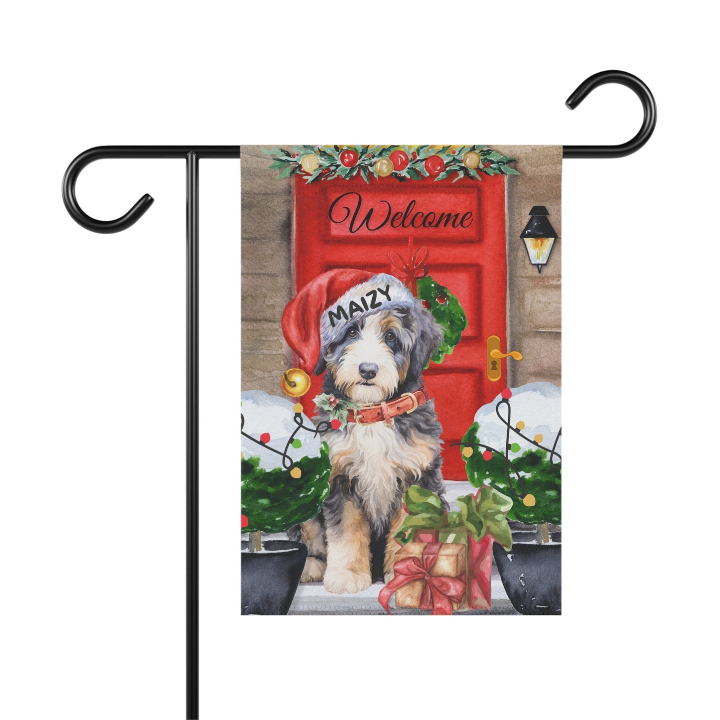 Bernedoodle Dog Christmas Flag - Bernedoodle, Aussiedoodle, Doodle Dog Mom, Doodle Dog Double-sided Flag, Stand Not Included