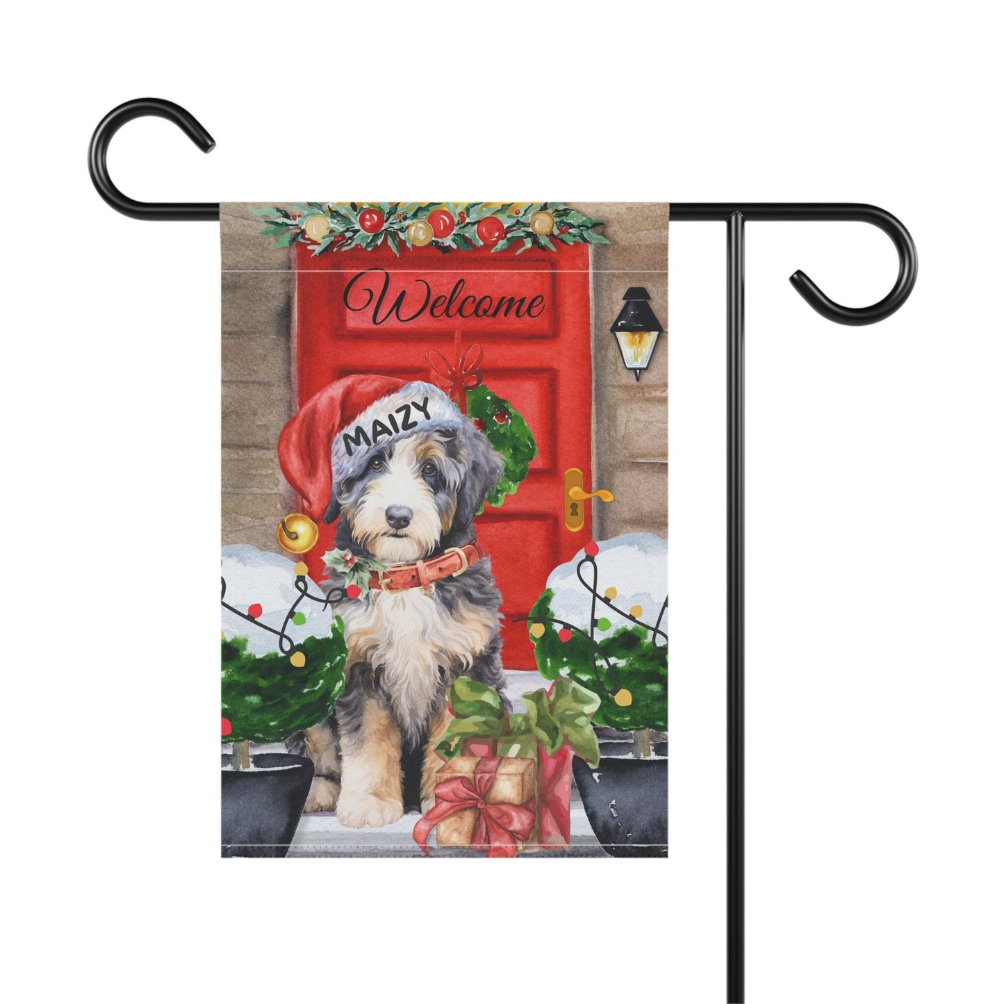 Bernedoodle Dog Christmas Flag - Bernedoodle, Aussiedoodle, Doodle Dog Mom, Doodle Dog Double-sided Flag, Stand Not Included