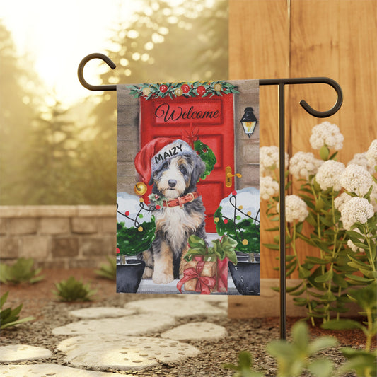 Bernedoodle Dog Christmas Flag - Bernedoodle, Aussiedoodle, Doodle Dog Mom, Doodle Dog Double-sided Flag, Stand Not Included