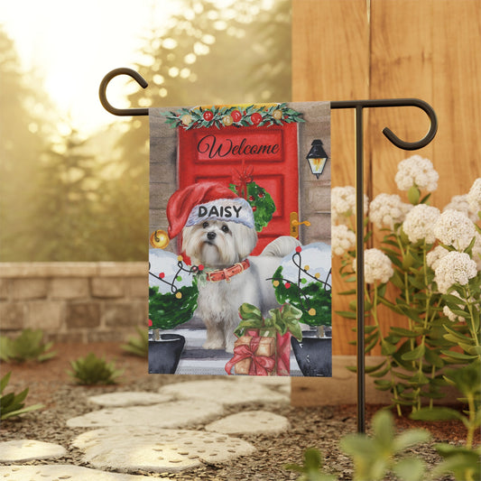 Personalized Maltese Christmas Flag ,Custom Maltese Dog Mom Gift - Home Garden Dog Decor Flag, Pole Not Included