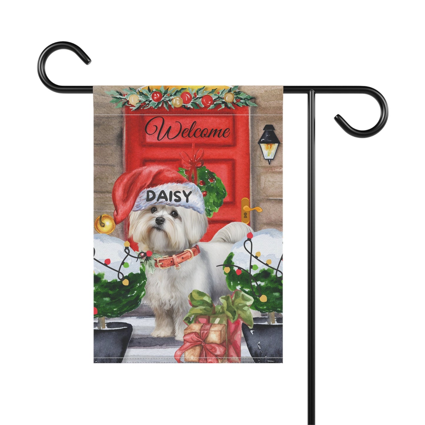 Personalized Maltese Christmas Flag ,Custom Maltese Dog Mom Gift - Home Garden Dog Decor Flag, Pole Not Included