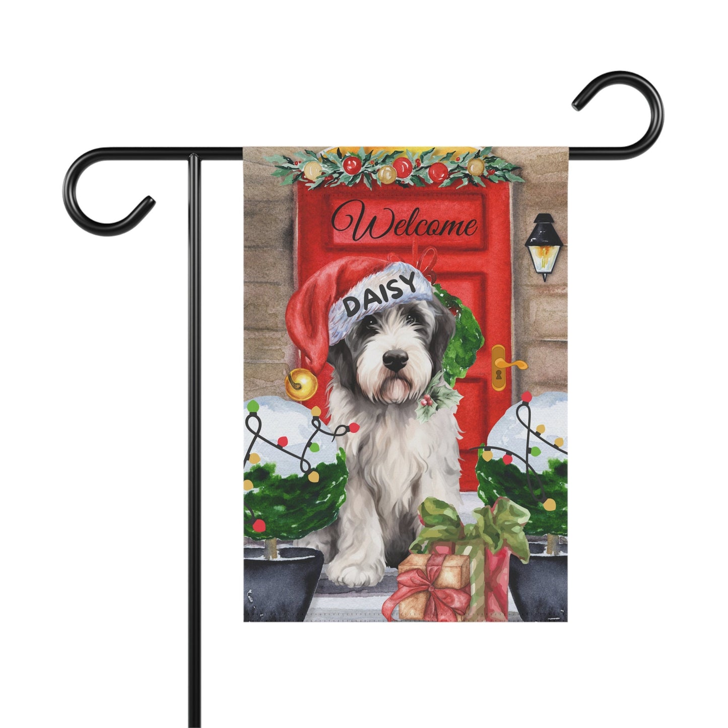 Personalized Sheepadoodle - Doodle, Old English Sheepdog Christmas Flag, Doodle Dog, Sheepdog Mom Gift, Home Garden Flag, Pole Not