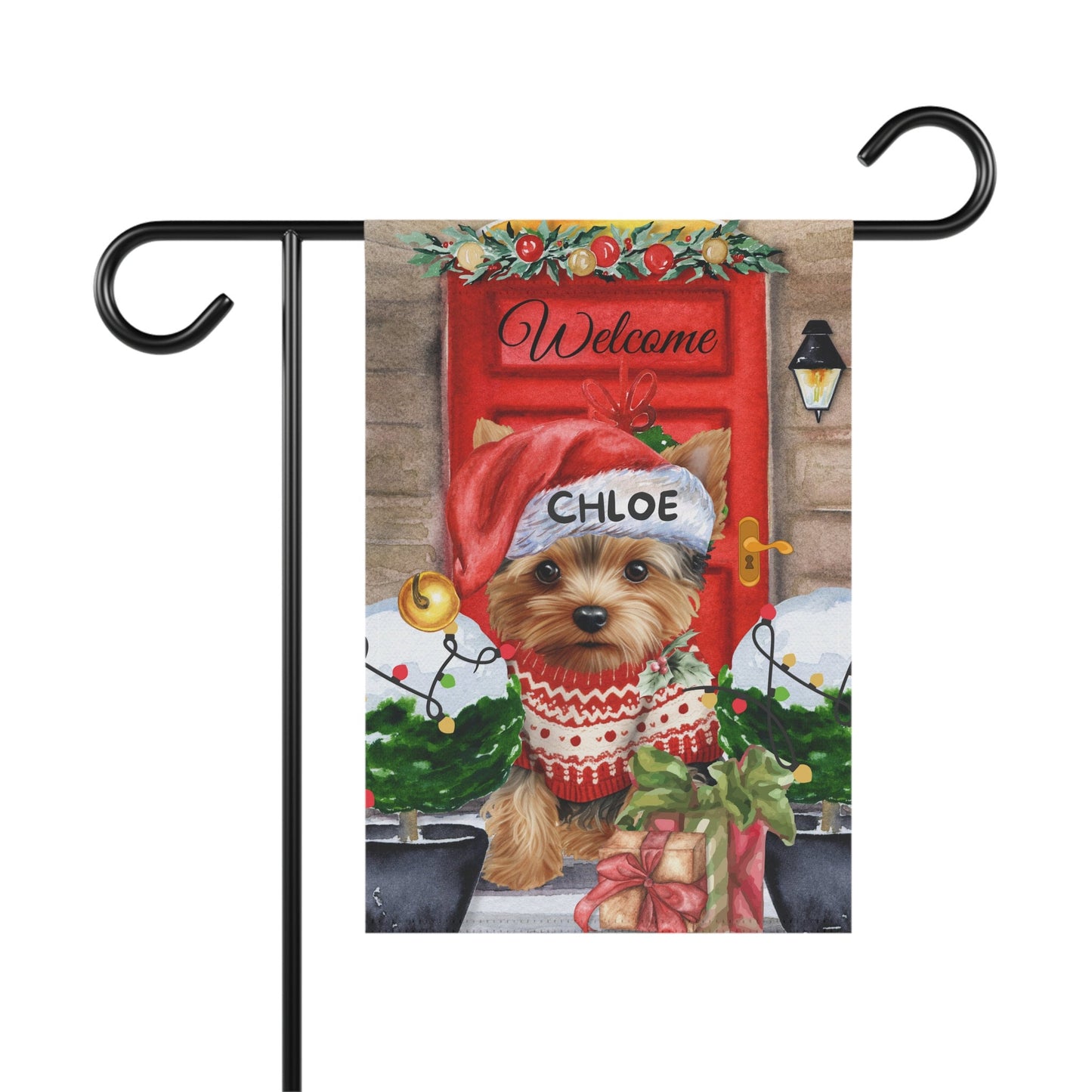 Personalized Yorkie Christmas Flag ,Custom Yorkshire Terrier Mom Gift - Home Garden Dog Decor Flag, Yorkie Lover Gift, Pole Not In