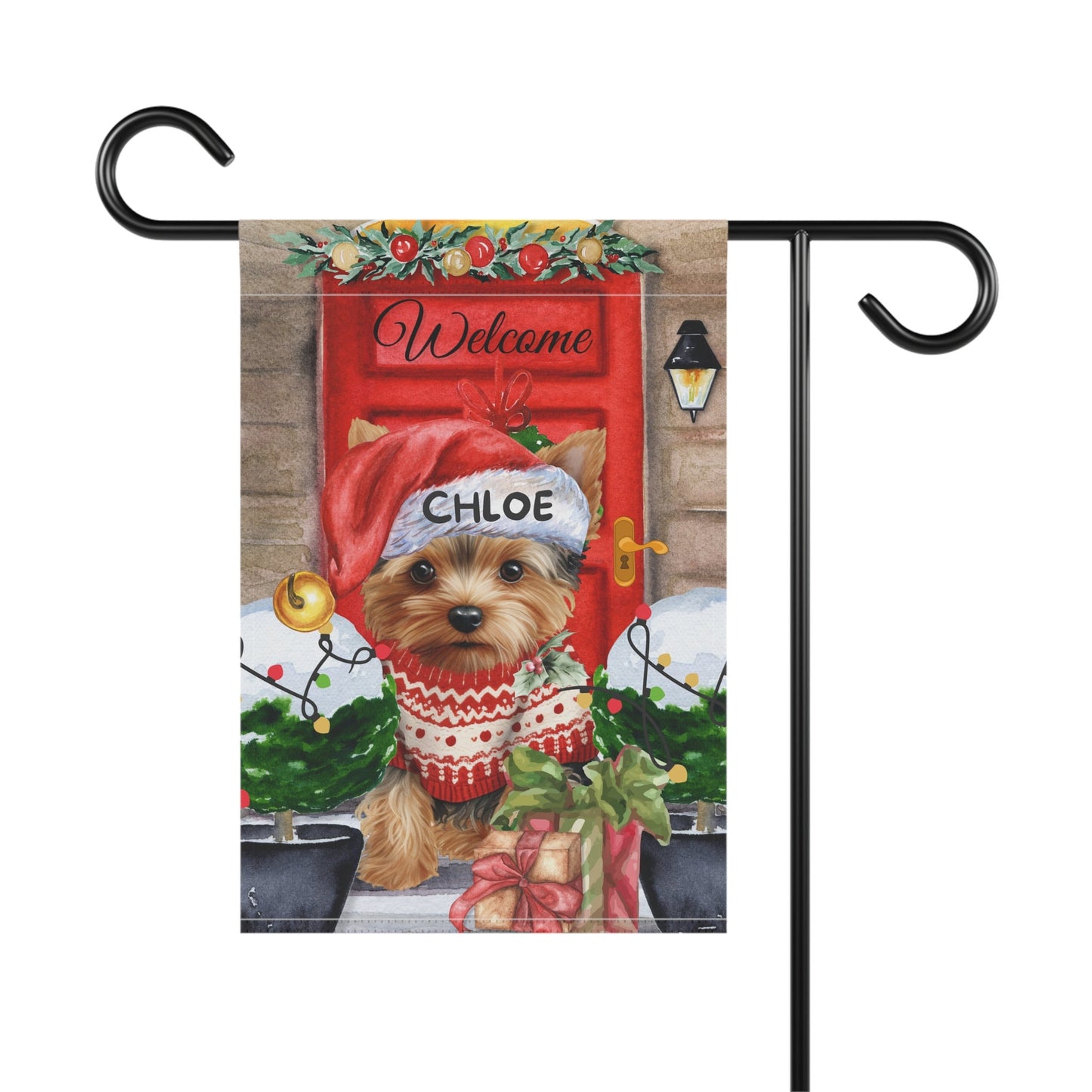 Personalized Yorkie Christmas Flag ,Custom Yorkshire Terrier Mom Gift - Home Garden Dog Decor Flag, Yorkie Lover Gift, Pole Not In