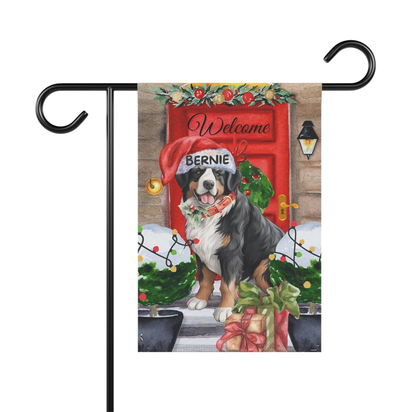 Personalized Bernese Mountain Dog Christmas Flag - Custom Bernese Mountain Dog Mom Gift, Home Garden Decor Flag, Pole Not Included