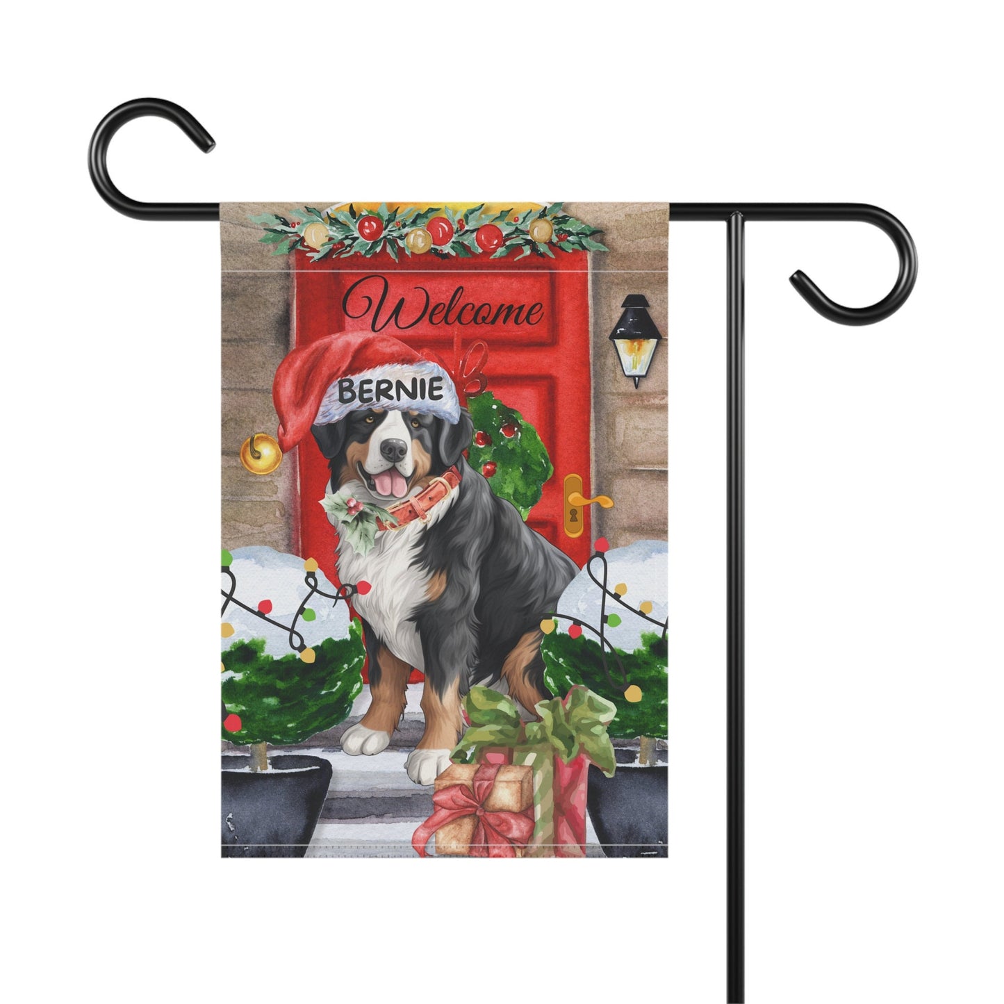 Personalized Bernese Mountain Dog Christmas Flag - Custom Bernese Mountain Dog Mom Gift, Home Garden Decor Flag, Pole Not Included