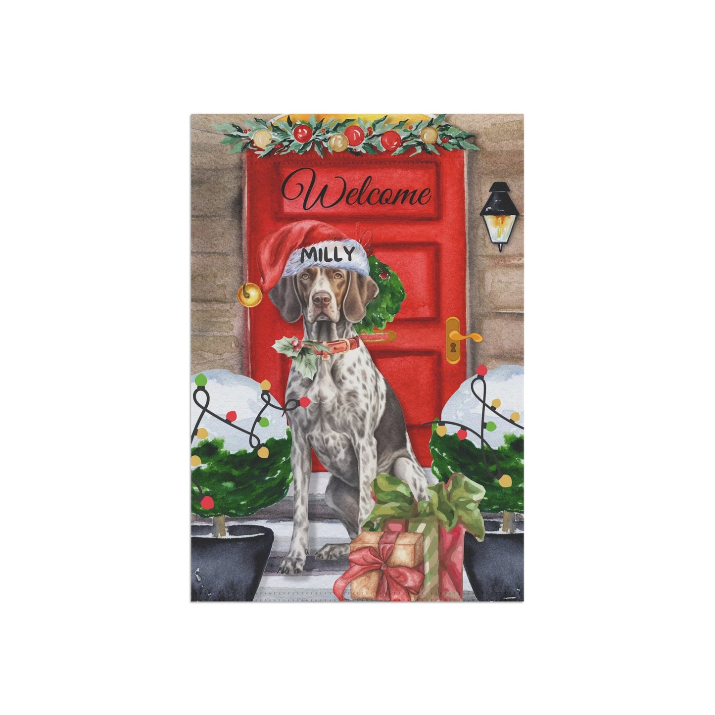 Personalized German Short Haired Pointer Dog Christmas Flag - Gsp Mom Dad Gift, Pointer Home Decor, Double-sided Flag, Stand Not I