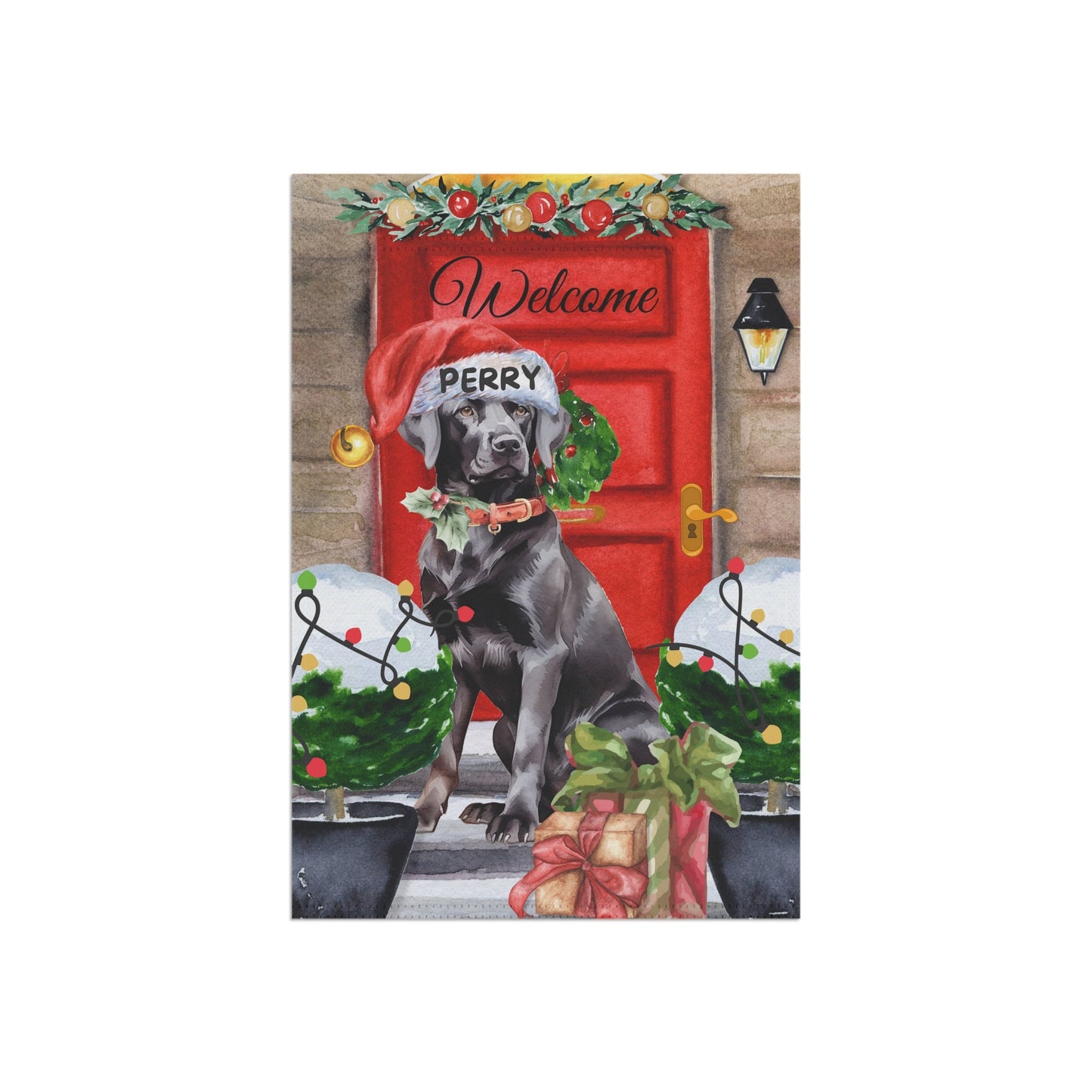 Personalized Black Labrador Retriever Dog Christmas Flag - Custom Black Lab Mom Dad Holiday Gift, Double-sided Flag, Stand Not Inc