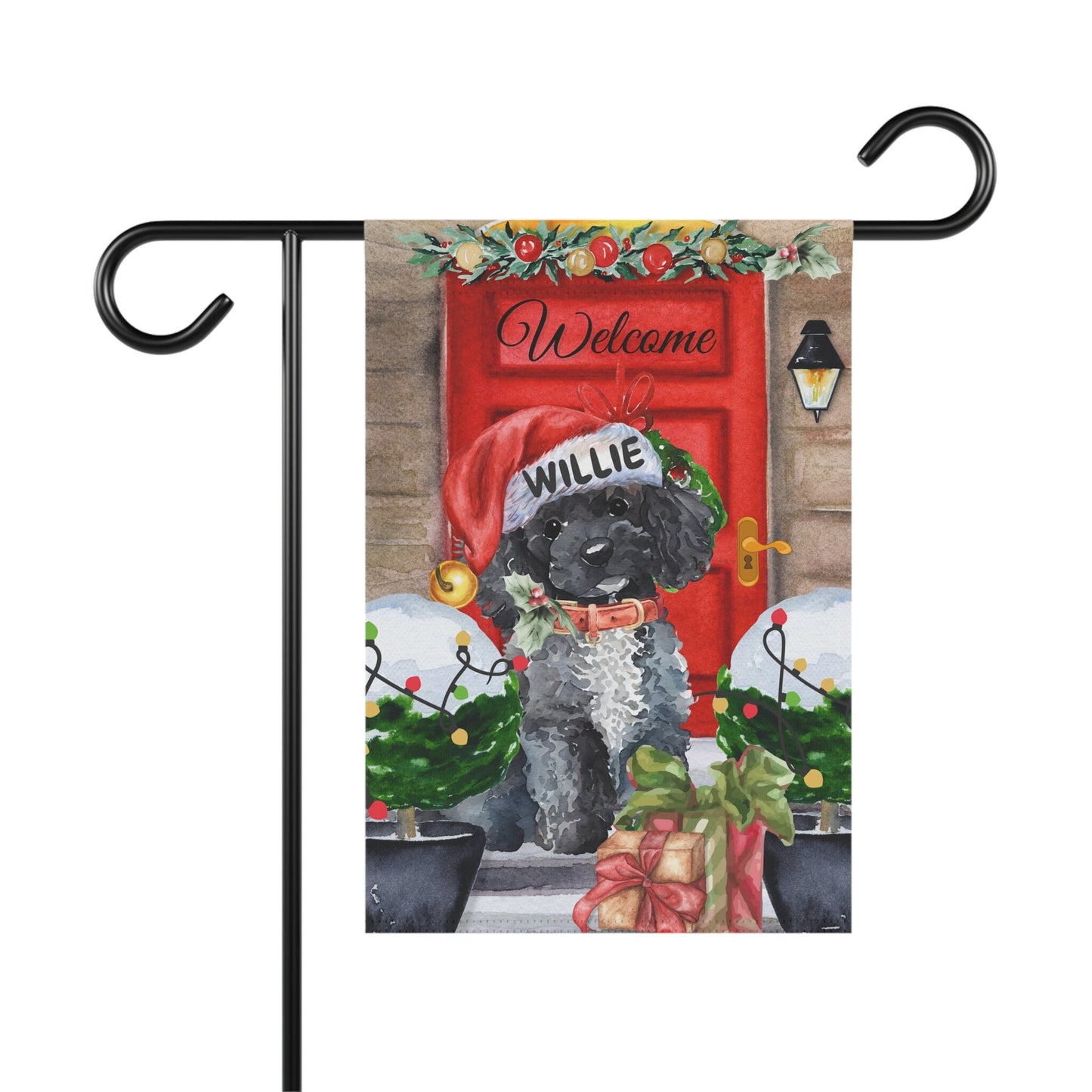 Personalized Toy Poodle Christmas Flag - Custom Toy Poodle Dog Mom Dad Holiday Gift, Double-sided Garden House Flag, Stand Not Inc