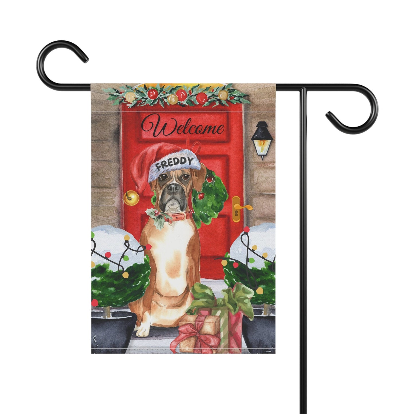 Personalized Boxer Christmas Flag - Custom Boxer Mom Dad Holiday Gift, Double-sided Garden House Flag, Stand Not Included