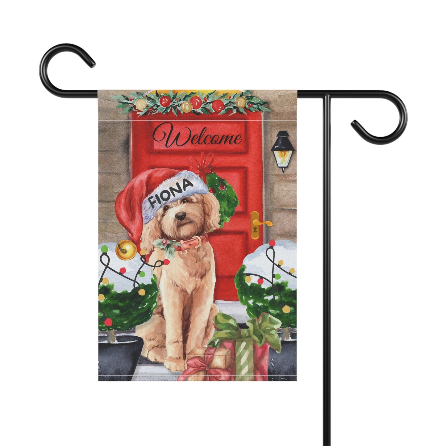 Personalized Custom Goldendoodle - Labradoodle, Doodle Dog Christmas Flag, Doodle Mom Dad Gift, Double-sided Flag, Stand Not Inclu