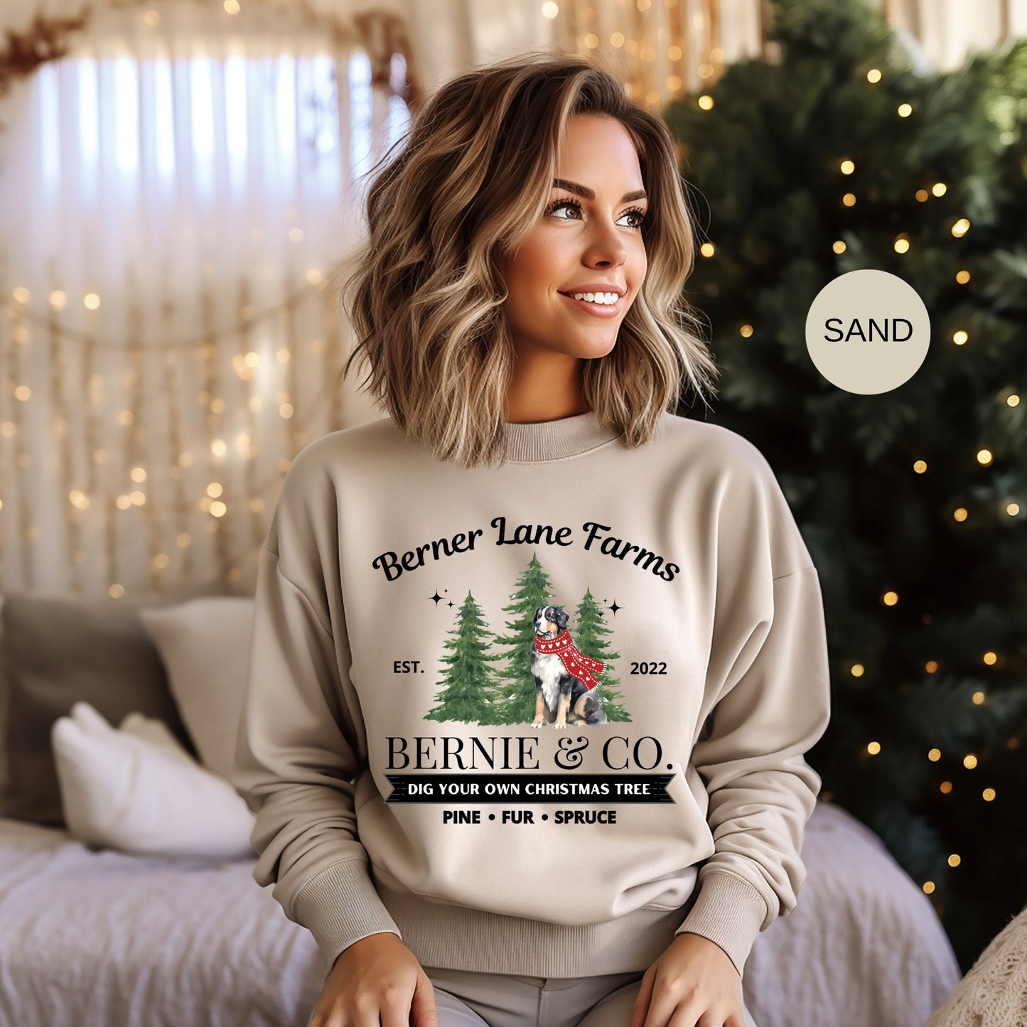 Personalized Bernese Mountain Dog Christmas Sweatshirt - Bernese Mountain Dog Mom Gift Shirt, Bernese Christmas, Bernese Dog Gift