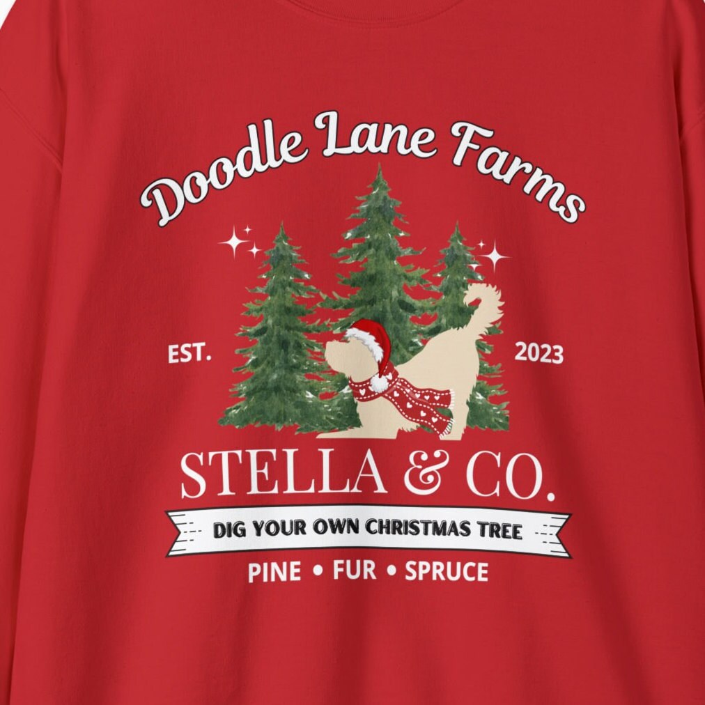 Personalized Light Doodle Dog Christmas Sweatshirt - Goldendoodle, Labradoodle, Bernedoodle, Aussiedoodle, Sheepadoodle Etc, Doodl