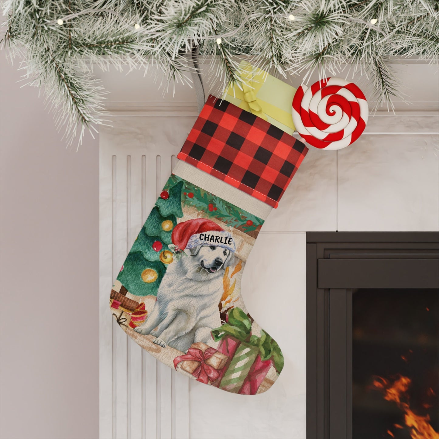 Personalized Great Pyrenees Christmas Stocking - Custom Great Pyrenee Dog Mom or Dad Gift, Great Pyrenees  Keepsake Gift Christmas