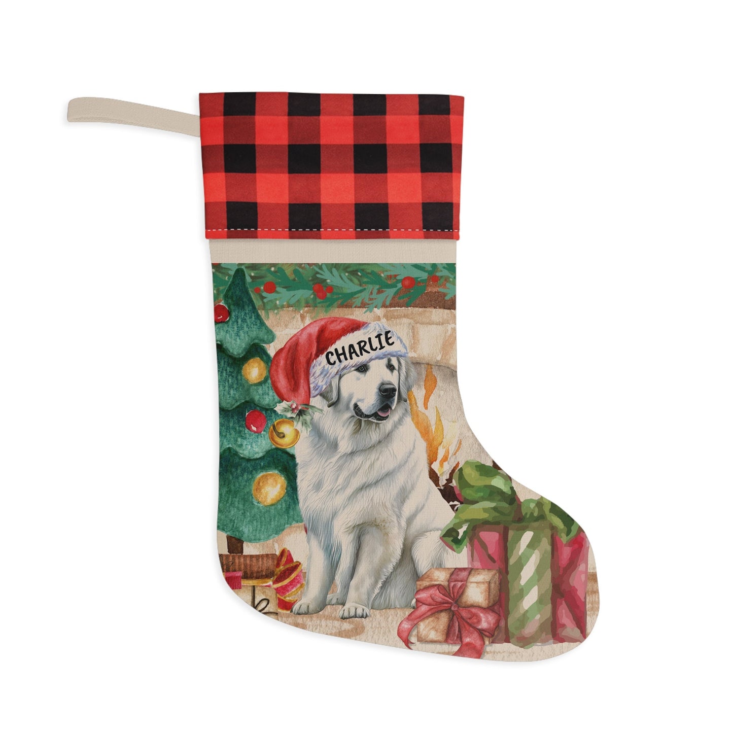 Personalized Great Pyrenees Christmas Stocking - Custom Great Pyrenee Dog Mom or Dad Gift, Great Pyrenees  Keepsake Gift Christmas