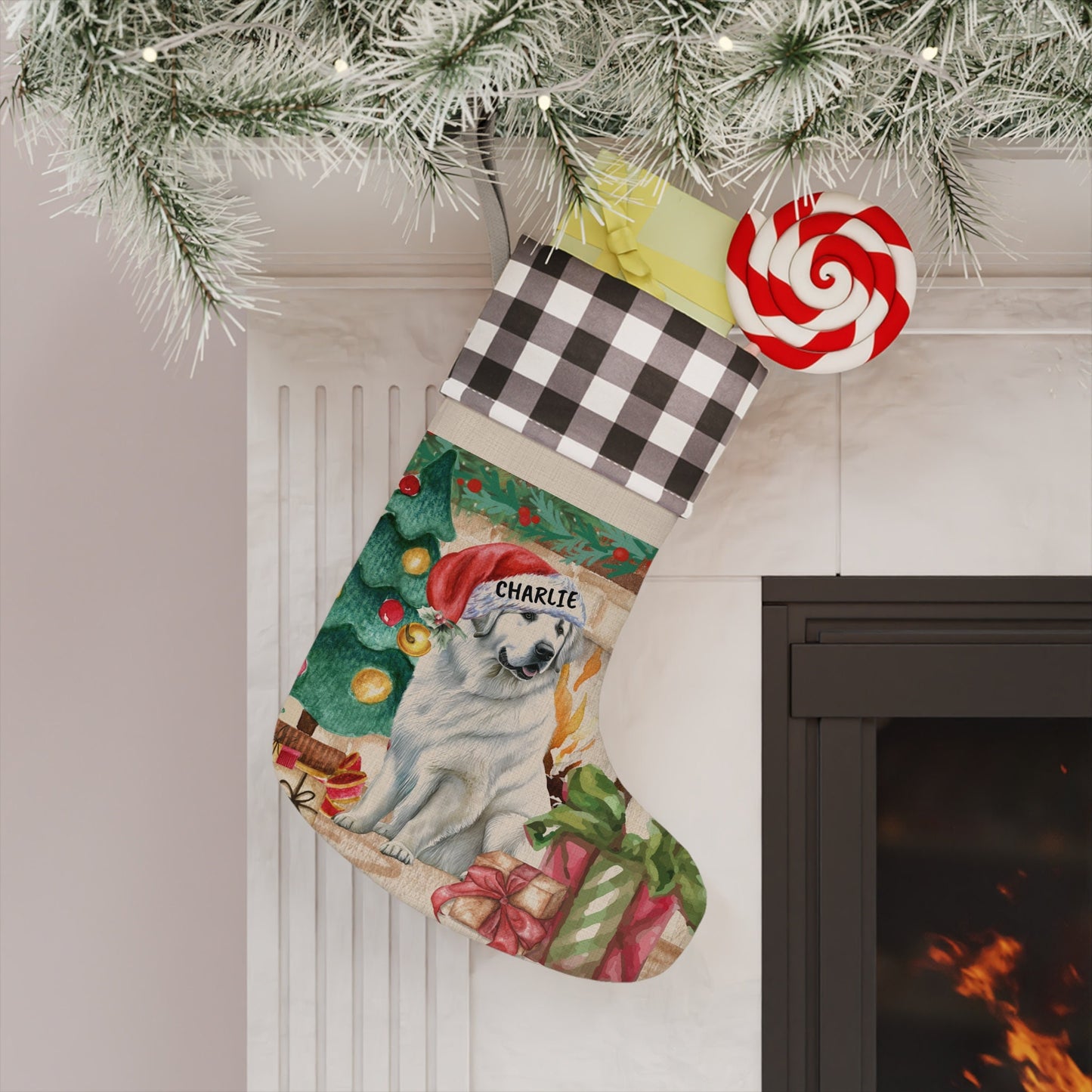 Personalized Great Pyrenees Christmas Stocking - Custom Great Pyrenee Dog Mom or Dad Gift, Great Pyrenees  Keepsake Gift Christmas