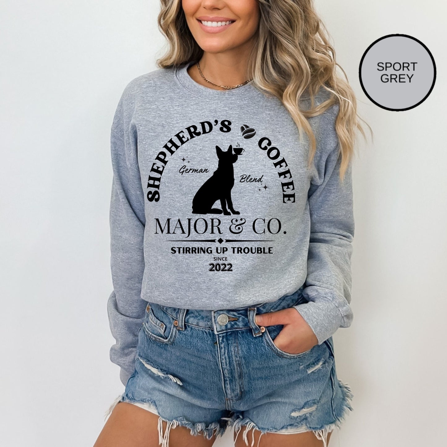 Personalized German Shepherd Coffee Sweatshirt - German Shepherd Lovers & Mom Dad Gift, German Shepherd Coffee Shirt Birthday Chri