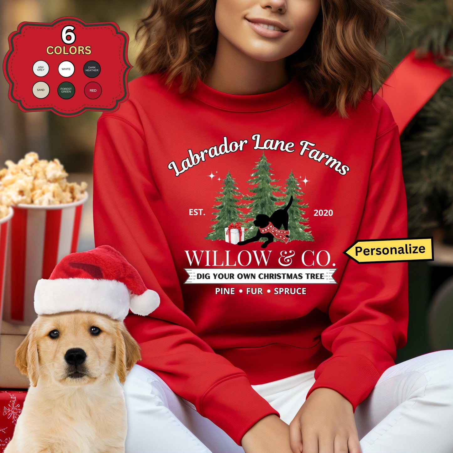 Personalized Labrador Retriever Christmas Sweatshirt - Labrador Retriever Dog Mom Dad Gift Shirt, Lab Dog Unisex Birthday, Christm