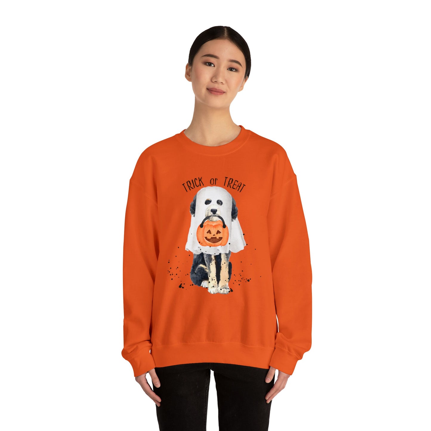 Halloween Bernedoodle Dog Ghost Sweatshirt - Trick or Treat Doodle Sweatshirt, Bernedoodle Doodle Mom Halloween Gift