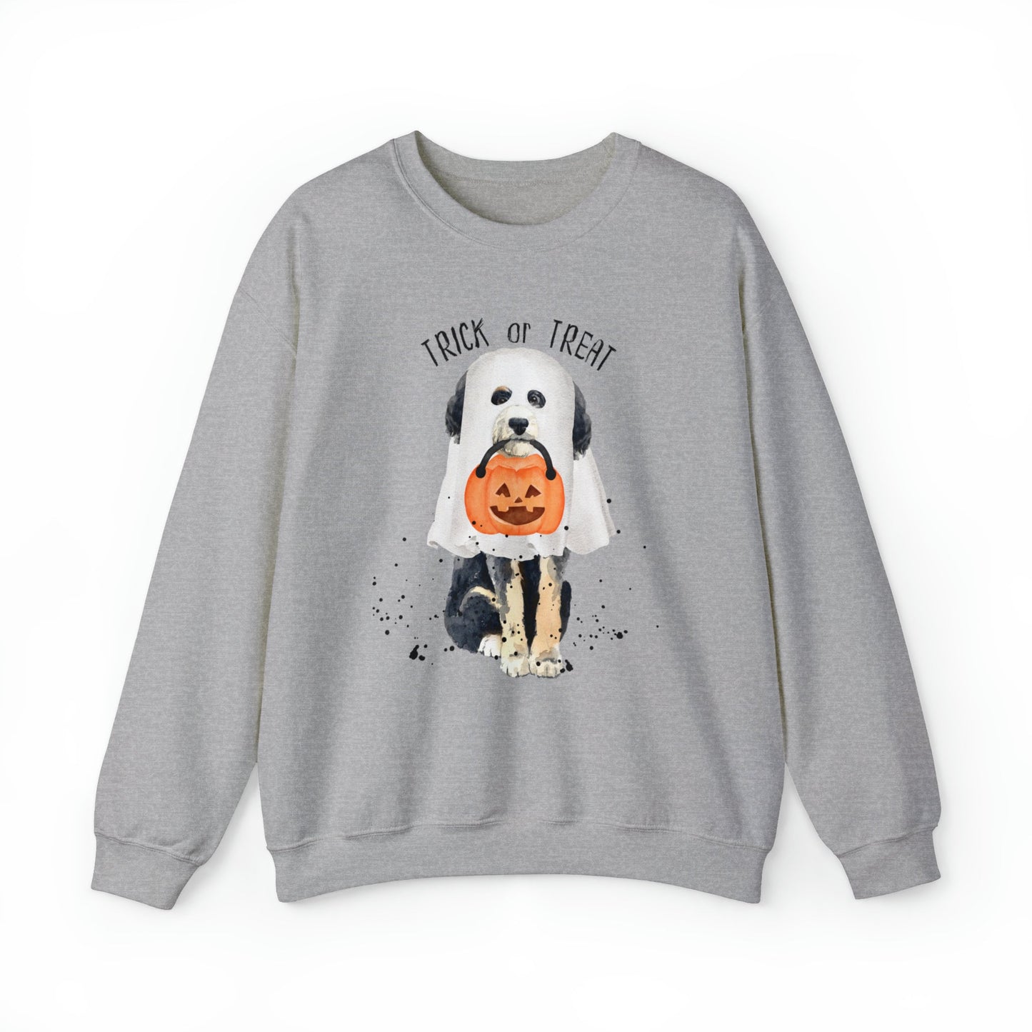 Halloween Bernedoodle Dog Ghost Sweatshirt - Trick or Treat Doodle Sweatshirt, Bernedoodle Doodle Mom Halloween Gift