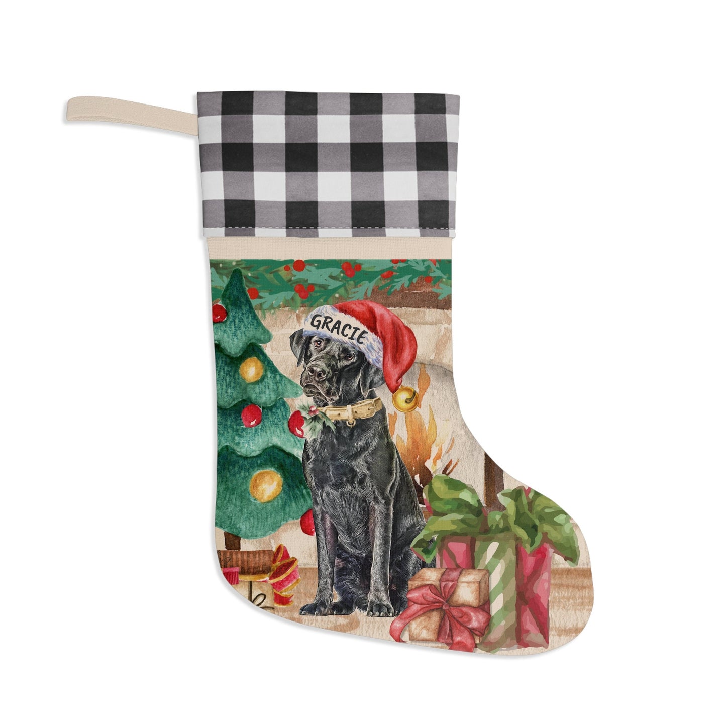 Personalized Black Labrador Retriever  Christmas Stocking - Custom Black Lab Mom or Dad Gift, Black Lab Christmas, Black Lab Dad