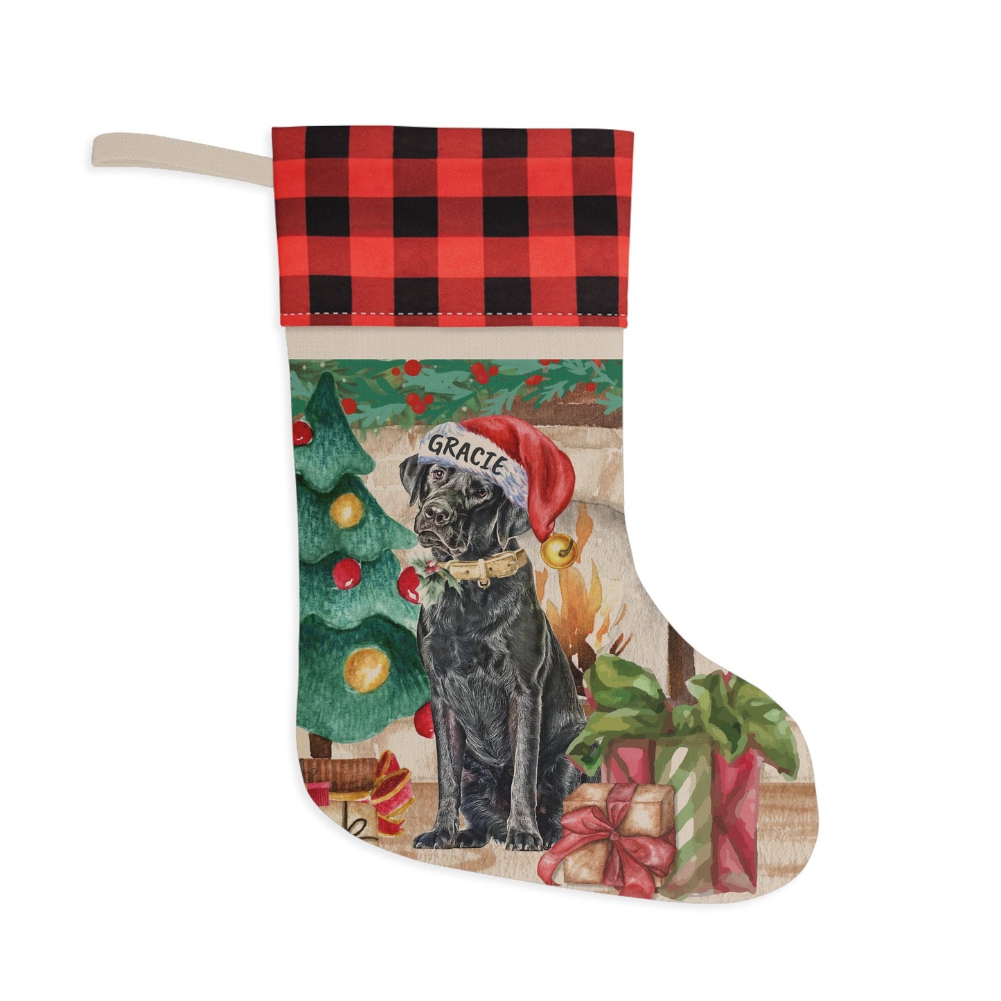 Personalized Black Labrador Retriever  Christmas Stocking - Custom Black Lab Mom or Dad Gift, Black Lab Christmas, Black Lab Dad