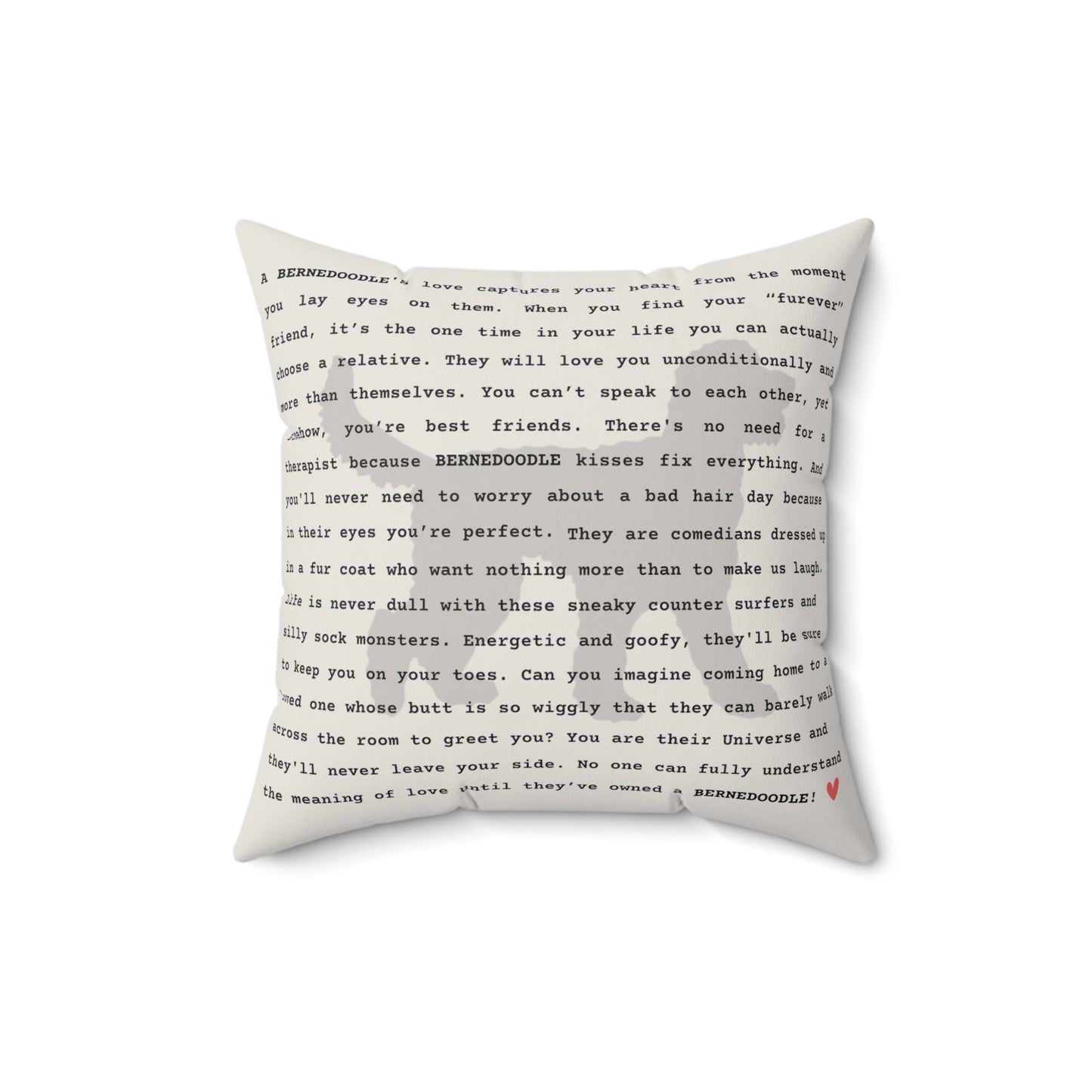 Bernedoodle Gift Pillow - Bernedoodle Dog(Copyrighted) Poem, Doodle Silhouette Dog Mom Dad Gift, Bernedoodle Keepsake Gift, 16x16