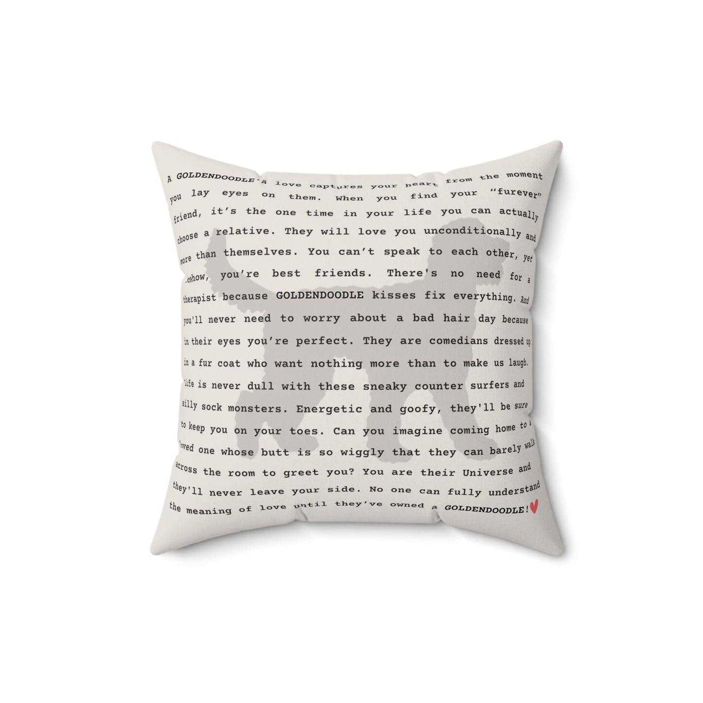 Goldendoodle Gift Pillow - Goldendoodle Dog Poem, Doodle Mom and Dad Christmas Birthday Gift, Goldendoodle Keepsake -16x16 Insert