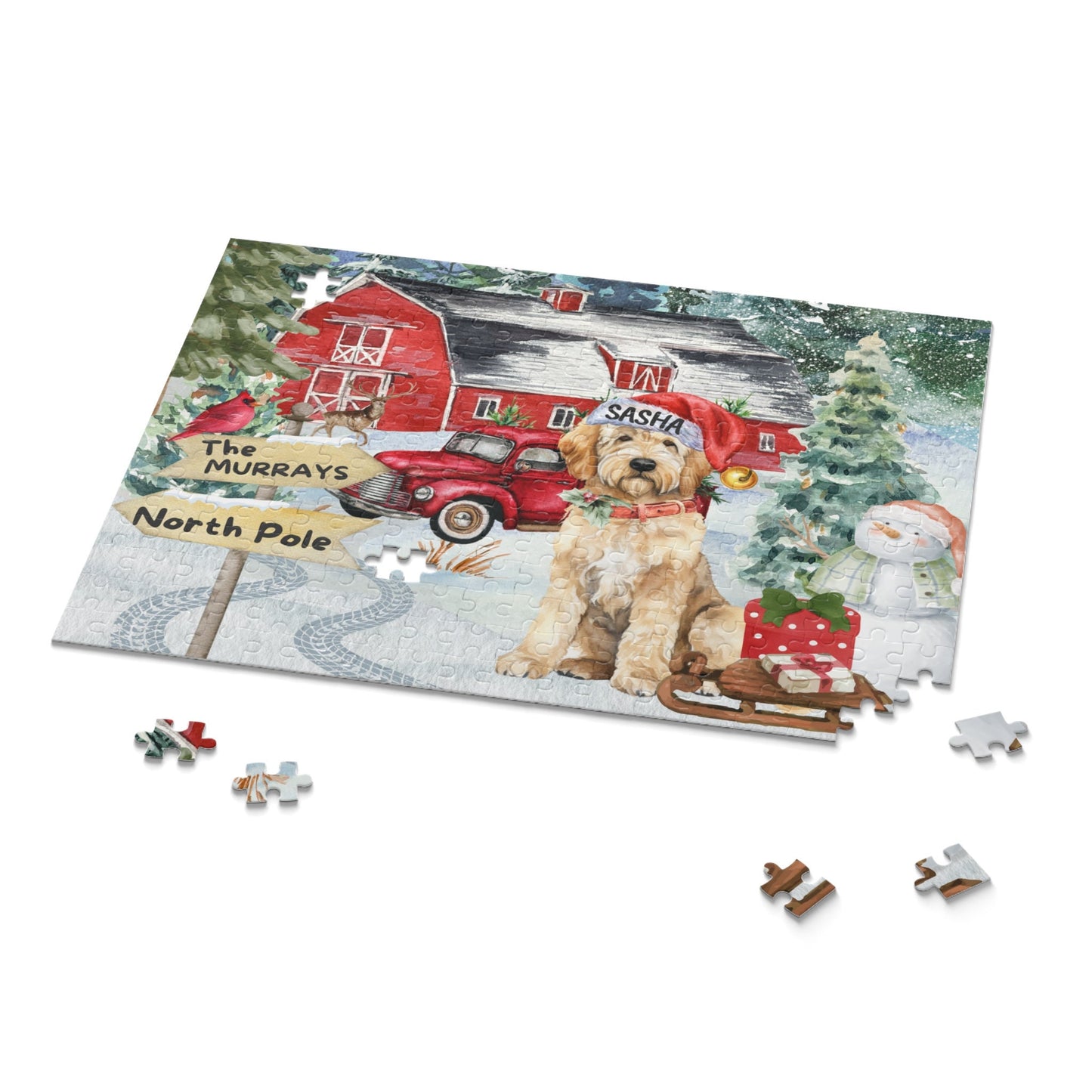 Personalized Goldendoodle Labradoodle Christmas Puzzle (120 - 252, 500-Piece) Doodle Dog Mom or Dad Gift Idea, Gift Box Included