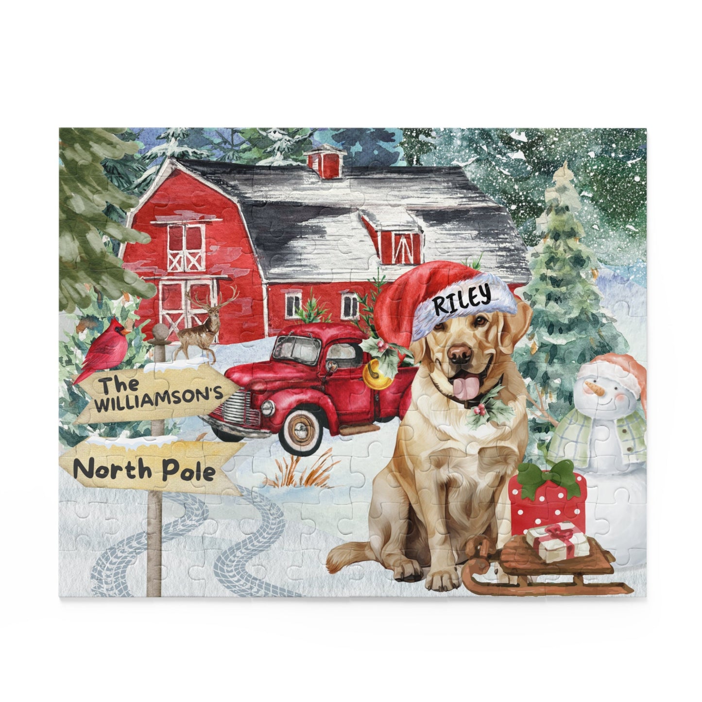 Personalized Yellow Labrador Retriever Christmas Puzzle (120 - 252, 500-Piece) Labrador Retriever Dog Mom or Dad Gift Idea, Gift Box