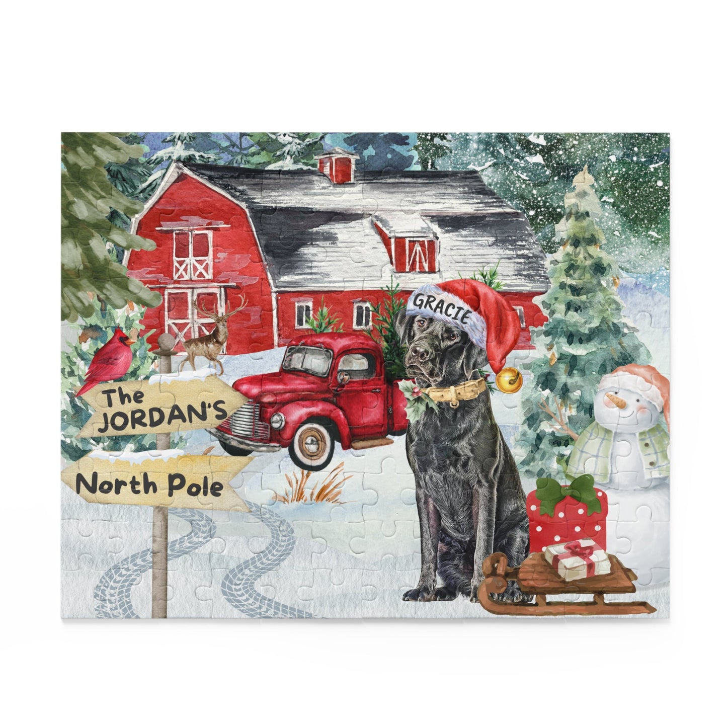 Personalized Black Labrador Retriever Christmas Puzzle (120 - 252, 500-Piece) Black Lab Dog Mom or Dad Gift Idea, Gift Box Include