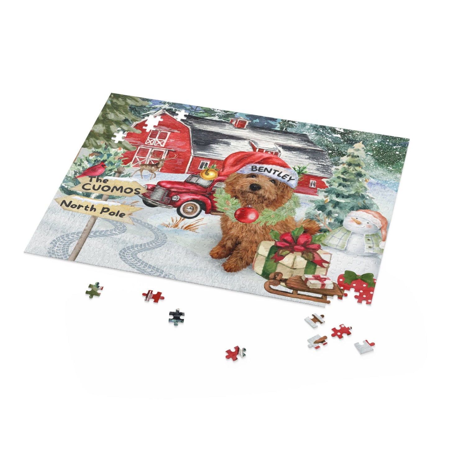 Personalized Red Apricot Doodle Gift Puzzle (120 - 252, 500-Piece) Perfect Christmas Gift for Any Doodle Lover, Gift Box Included