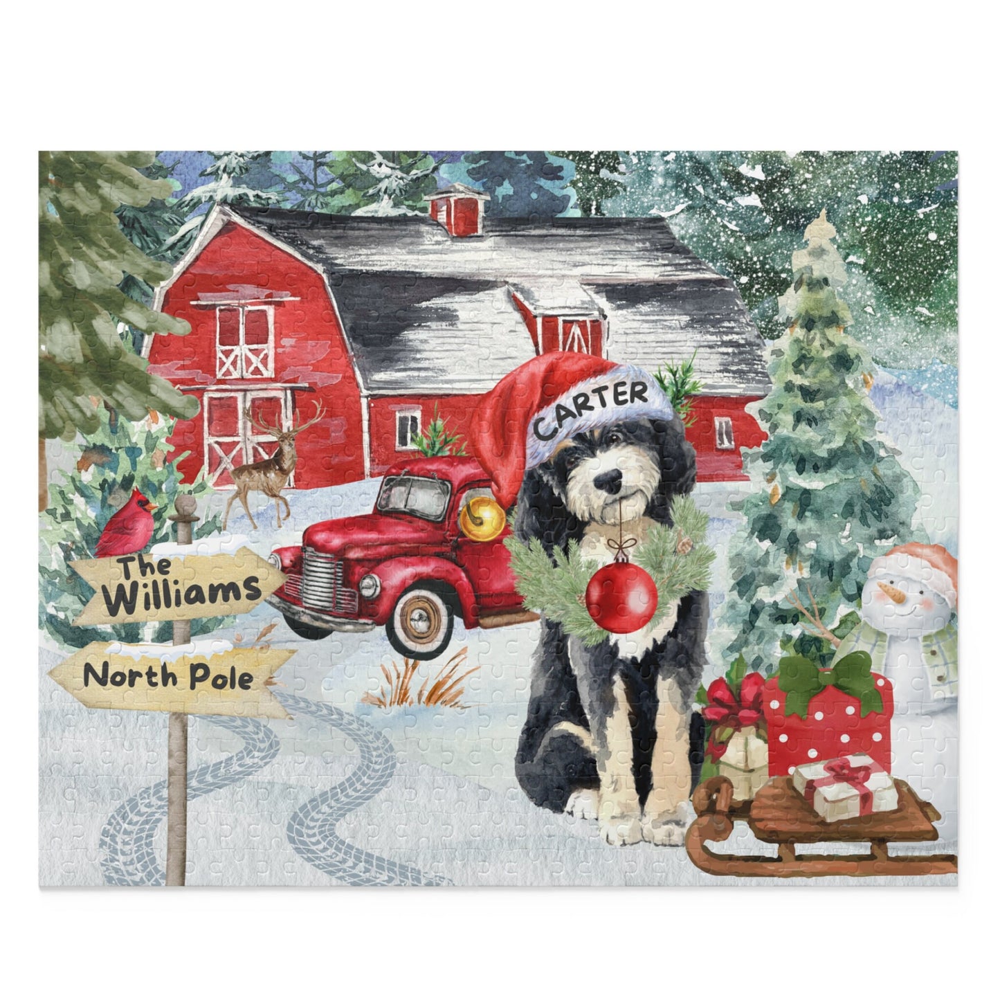 Personalized Bernedoodle Dog Gift Puzzle (120 - 252, 500-Piece) Perfect Christmas Gift for Any Doodle Lover, Gift Box Included